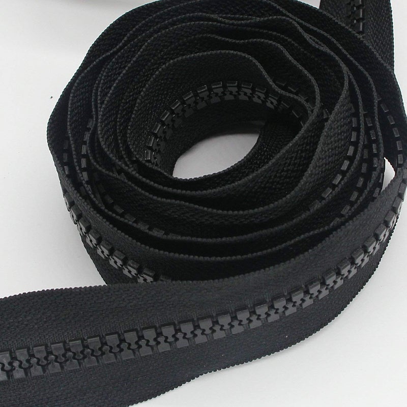 Leekayer #10 Large Plastic Zipper by The Yard Bulk 5 Yards with 10pcs Long Sliders for DIY Sewing Tailor Crafts Bags Tents Black (5 Yards) - Image 2